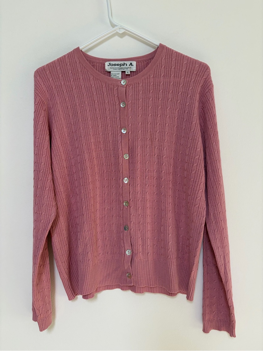 Joseph A. 100% Silk Knit Buttoned Sweater Cardigan Blush Pink XL
